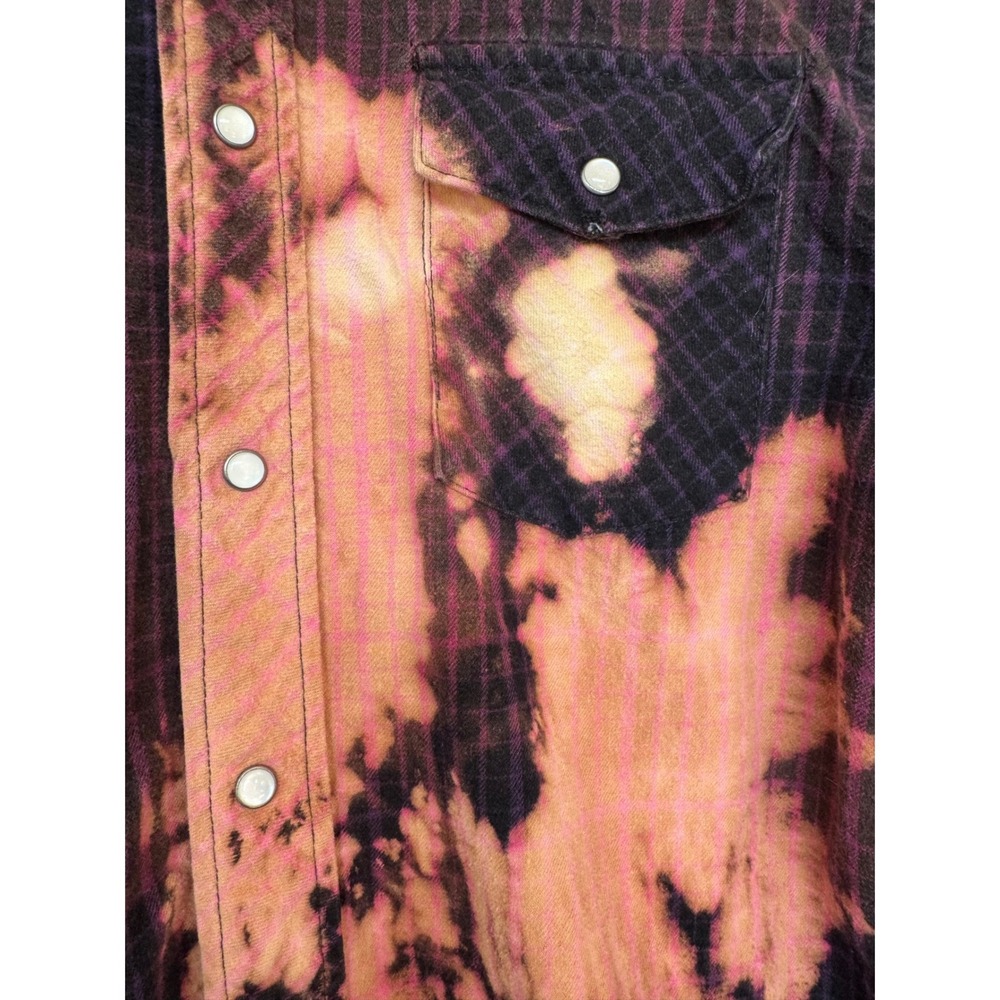 Bleach Dyed Western Flannel Sacred Heart Patch Shirt M/L - Picture 8 of 8